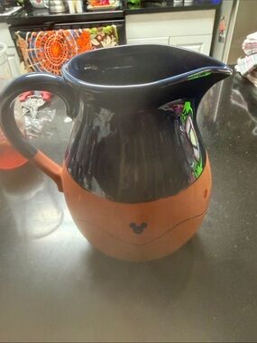 Disney Two-Tone Mickey Ceramic Pitcher - Blue - Terra Cotta.    Rare